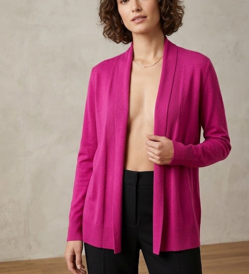 NWT Chico's Apparel Nahlah Long Sleeve Cardigan Bright Pink Layer Sz 2 / 2X